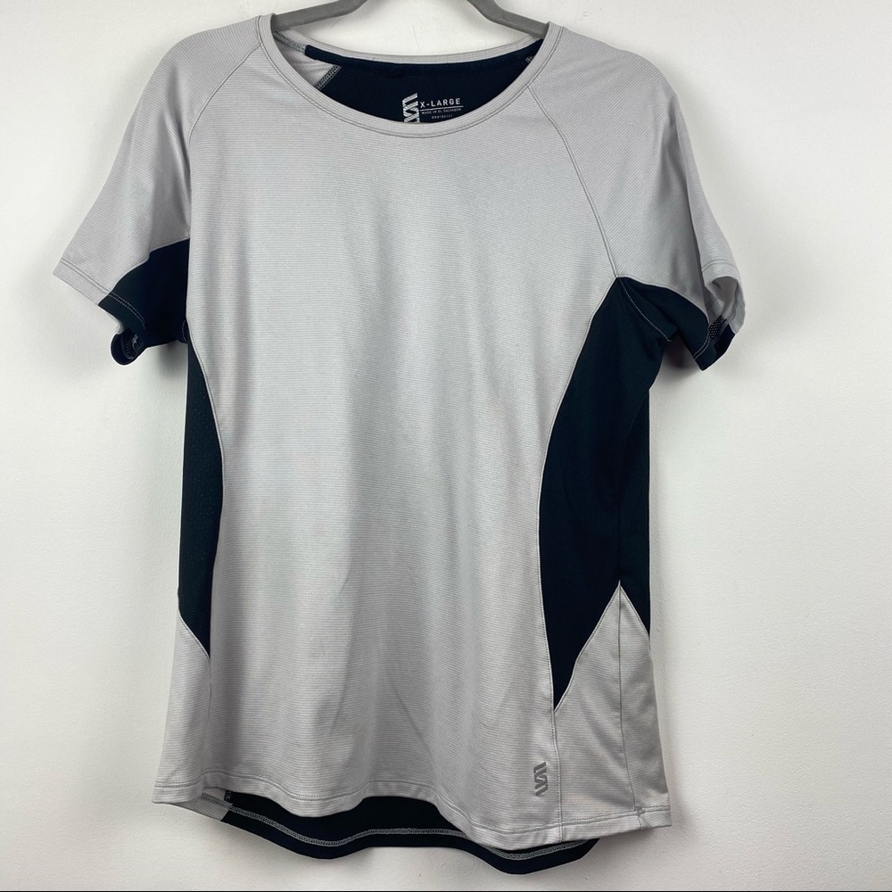 SECOND SKIN Gray Base Layer Short‎ Sleeve T-Shirt Mesh Back Athletic Tee Size XL